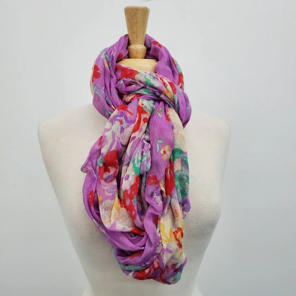 Candies‎ Womens Purple Floral Infinity Fashion Scarf One Size Fall Spring Winter